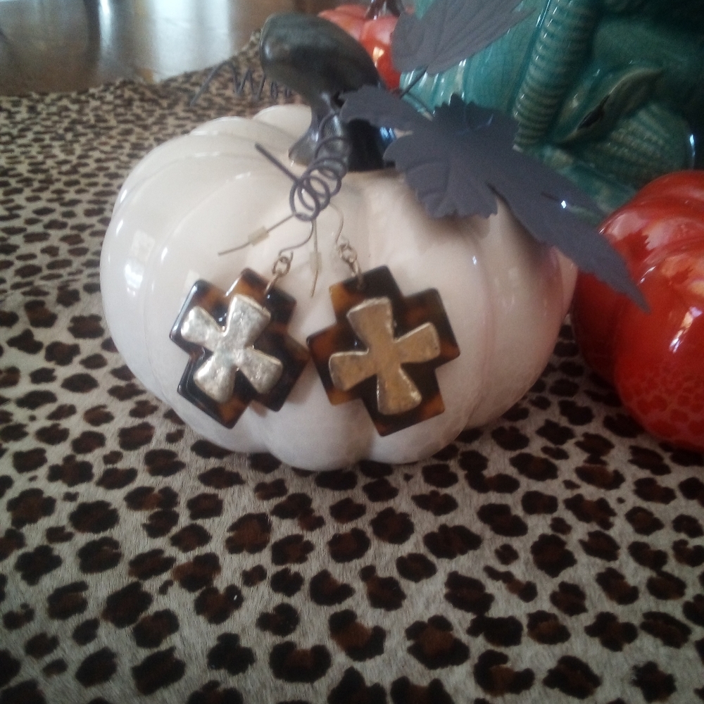 Silver cross earrings